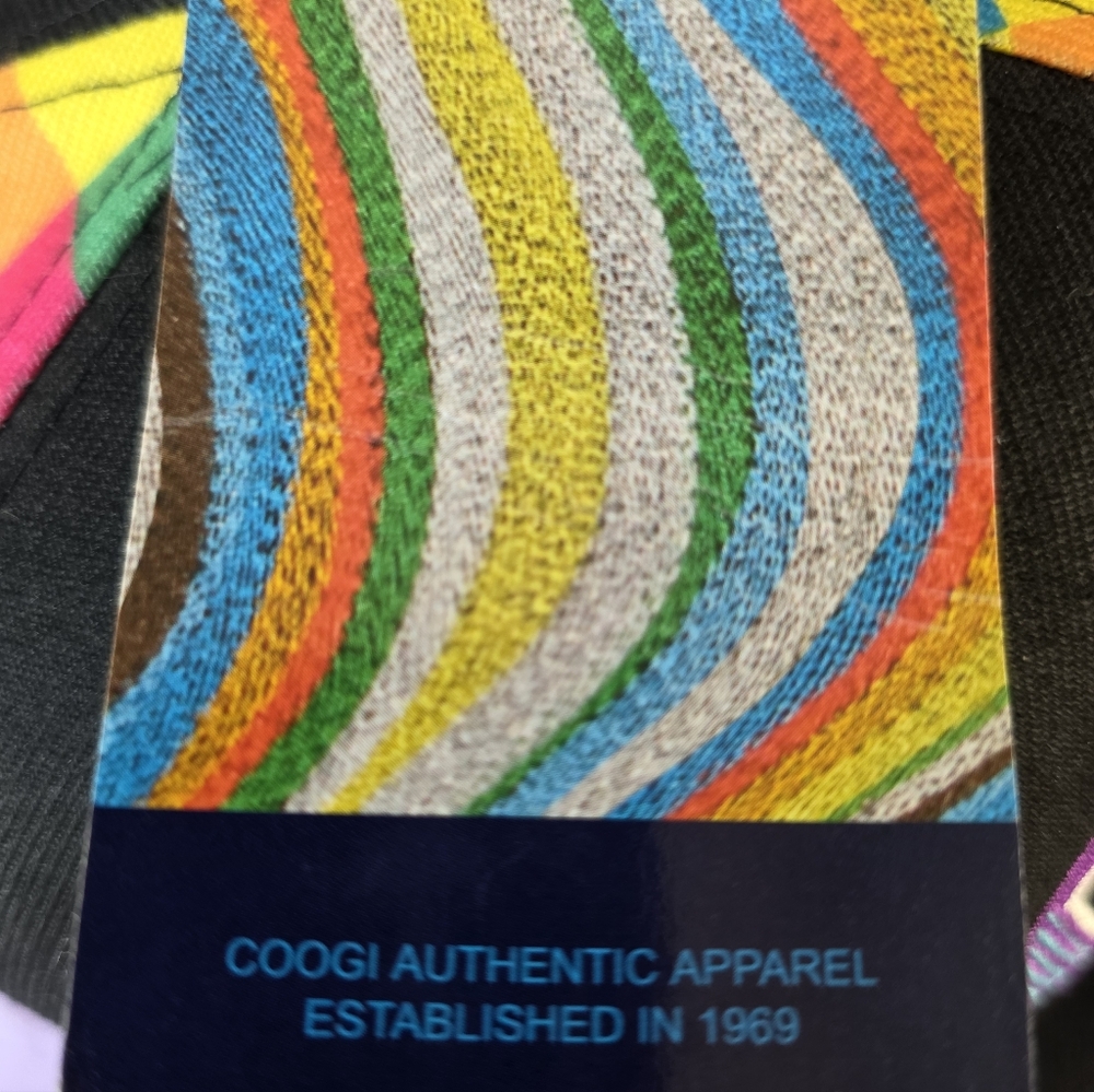 Coogi Black Fitted Cap with Multicolor Logo Multicolor Checker Pattern On Panels - Picture 6 of 6